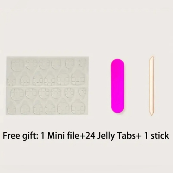 24 Pcs Glossy Short Coffin Press On Nails Pink And White French Style - Picture 4 of 4